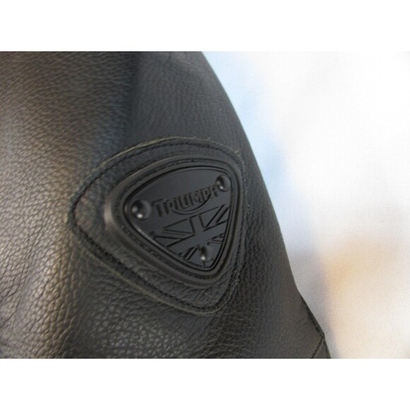 Triumph Leather Motorcycle Jacket Mens Medium Black Insulated Padded Lined - Picture 8 of 16
